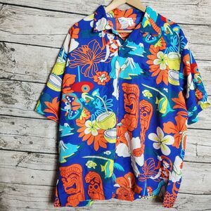Makani Hawaii Hawaiian Shirt Tiki Aloha Microfiber Button Up Size XL